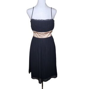 Vintage 90s Babydoll Cocktail Dress Spaghetti Straps Womens Size 8 Black Grunge